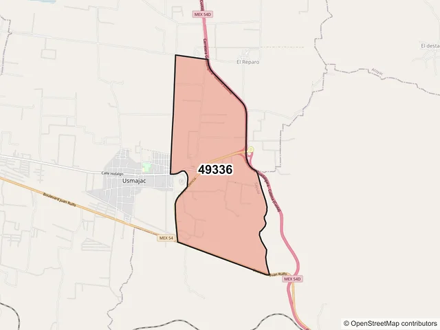 Mapa del código postal 49336, Sayula, Jalisco