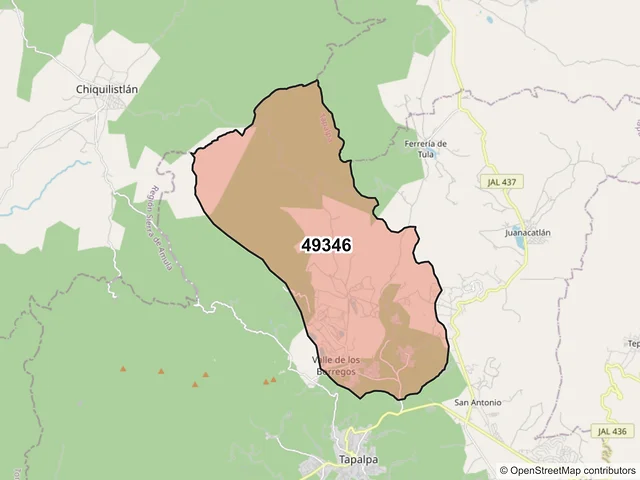 Mapa del código postal 49346, Tapalpa, Jalisco