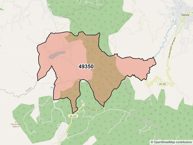 Mapa del código postal 49350, Tapalpa, Jalisco