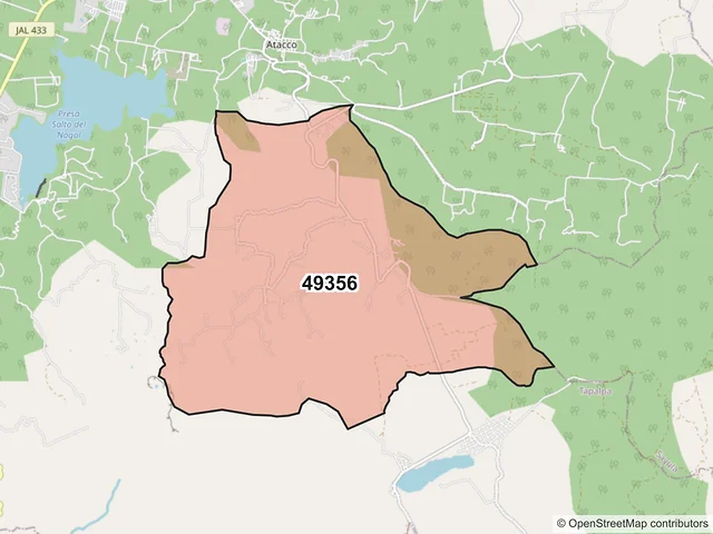 Mapa del código postal 49356, Tapalpa, Jalisco