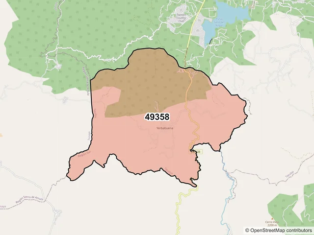Mapa del código postal 49358, Tapalpa, Jalisco