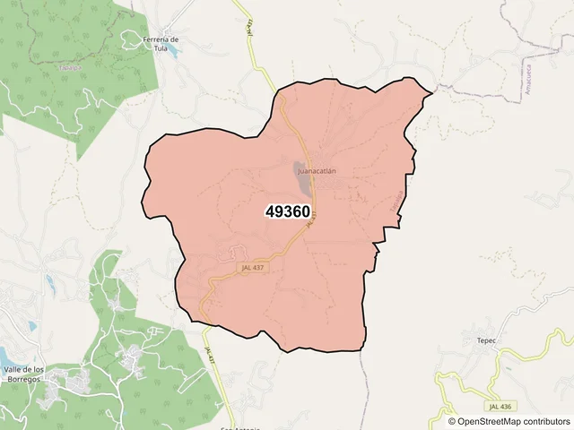 Mapa del código postal 49360, Tapalpa, Jalisco