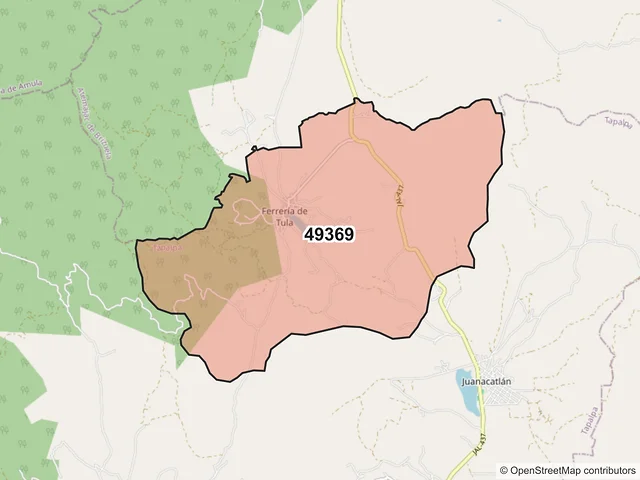 Mapa del código postal 49369, Tapalpa, Jalisco