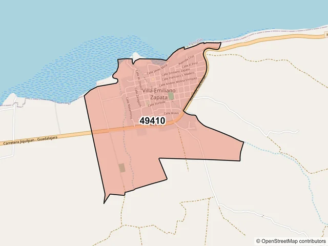 Mapa del código postal 49410, Tizapán el Alto, Jalisco