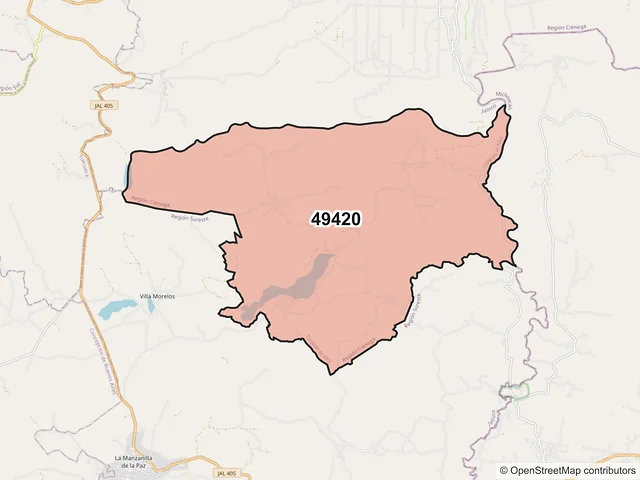 Mapa del código postal 49420, Tizapán el Alto, Jalisco