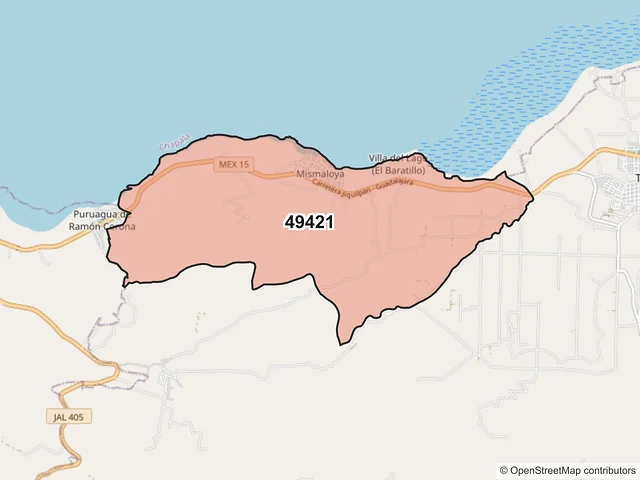 Mapa del código postal 49421, Tizapán el Alto, Jalisco