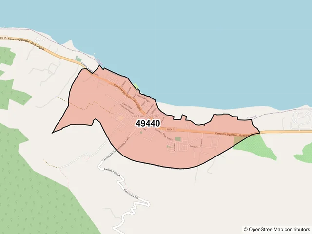 Mapa del código postal 49440, Tuxcueca, Jalisco