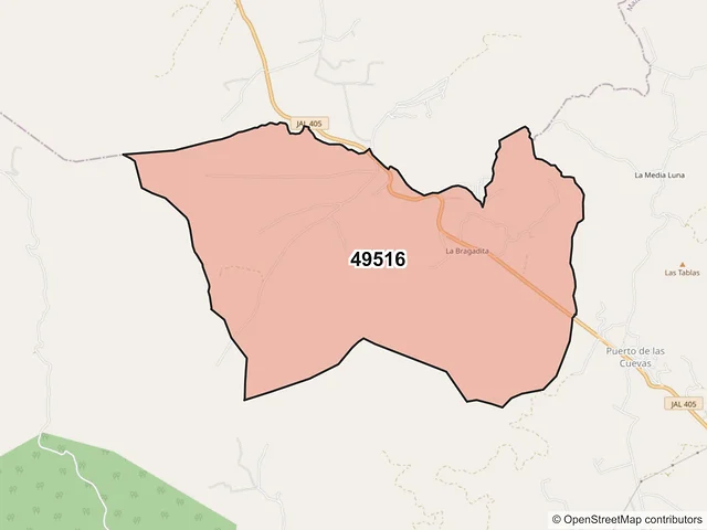 Mapa del código postal 49516, Mazamitla, Jalisco