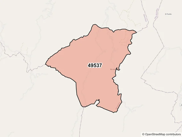 Mapa del código postal 49537, Mazamitla, Jalisco