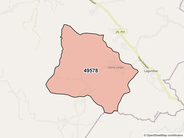 Mapa del código postal 49578, Quitupan, Jalisco