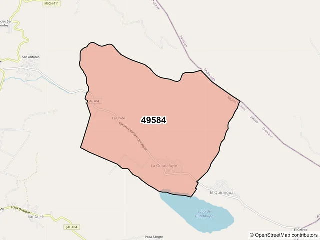 Mapa del código postal 49584, Quitupan, Jalisco