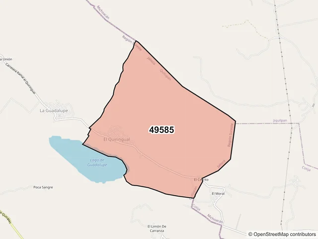 Mapa del código postal 49585, Quitupan, Jalisco