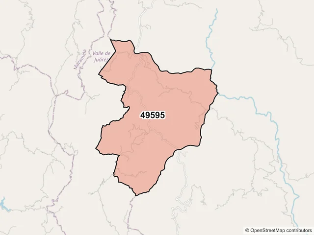 Mapa del código postal 49595, Quitupan, Jalisco