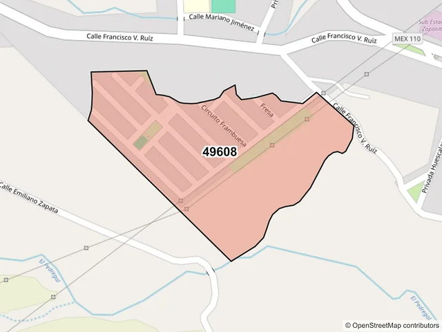 Mapa del código postal 49608, Zapotiltic, Jalisco