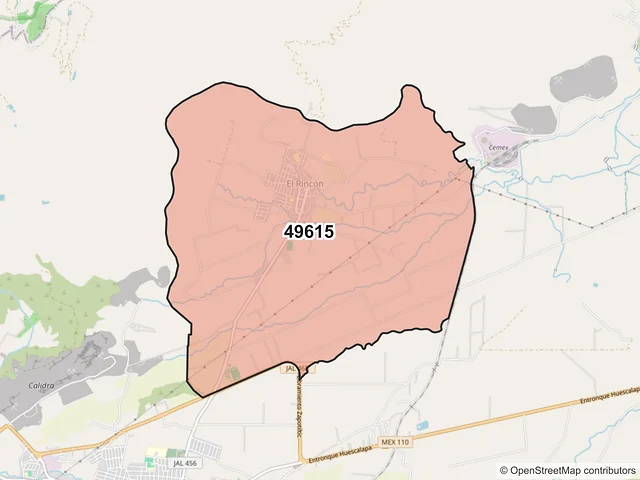 Mapa del código postal 49615, Zapotiltic, Jalisco