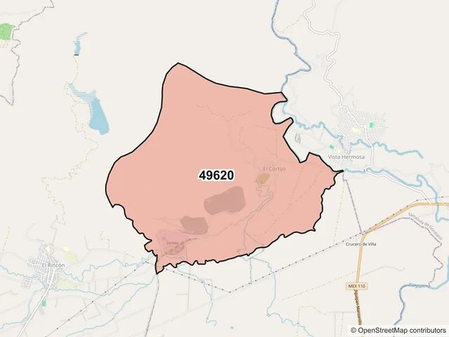 Mapa del código postal 49620, Zapotiltic, Jalisco