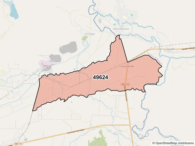 Mapa del código postal 49624, Zapotiltic, Jalisco