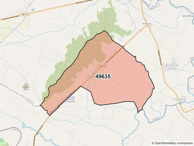 Mapa del código postal 49635, Zapotiltic, Jalisco