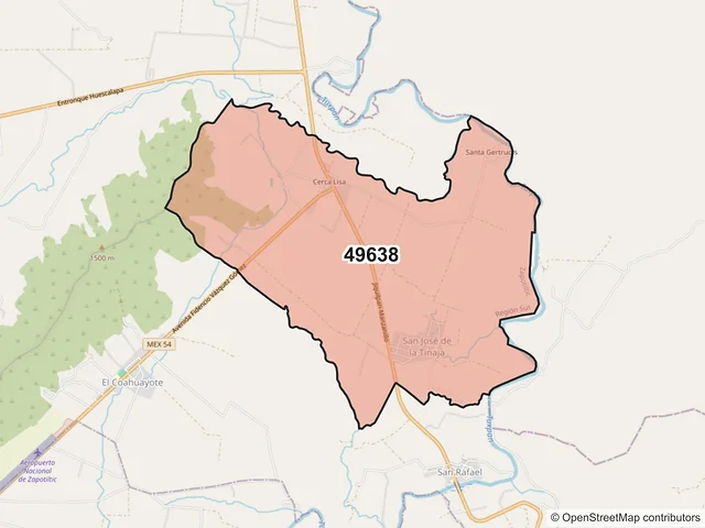 Mapa del código postal 49638, Zapotiltic, Jalisco