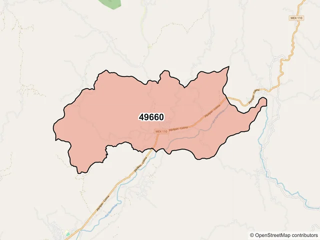 Mapa del código postal 49660, Tamazula de Gordiano, Jalisco