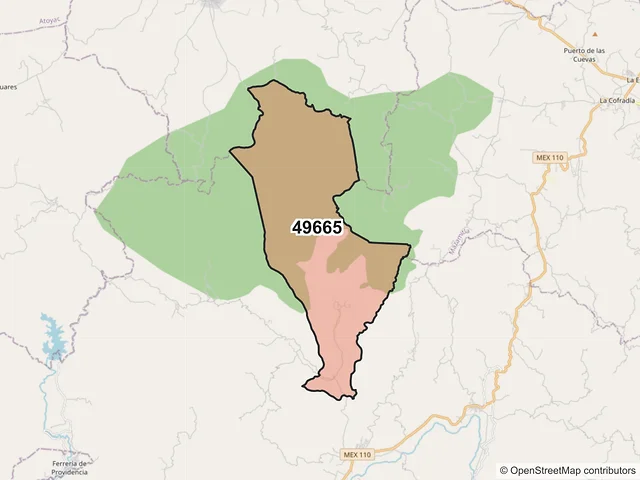 Mapa del código postal 49665, Tamazula de Gordiano, Jalisco