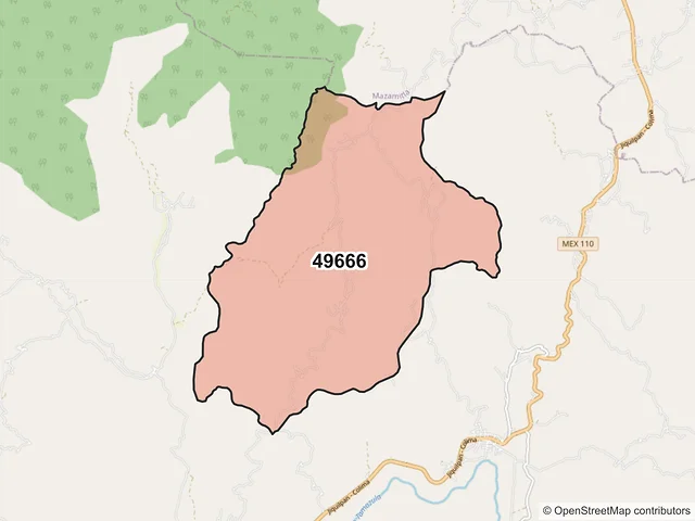 Mapa del código postal 49666, Tamazula de Gordiano, Jalisco