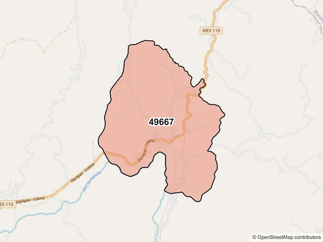 Mapa del código postal 49667, Tamazula de Gordiano, Jalisco