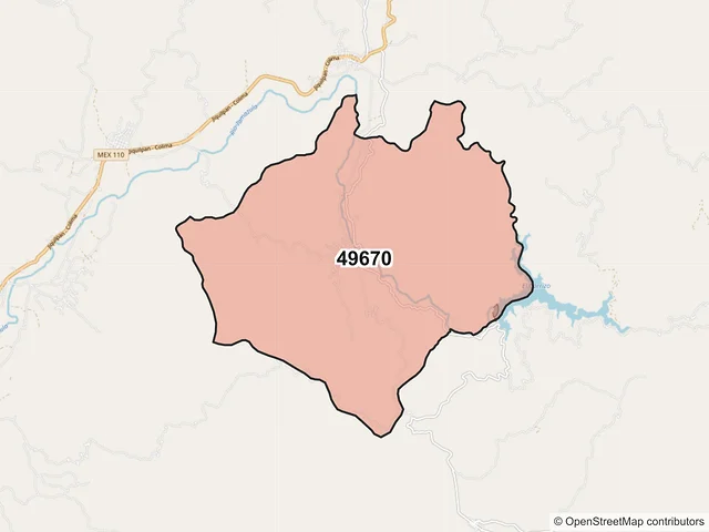 Mapa del código postal 49670, Tamazula de Gordiano, Jalisco