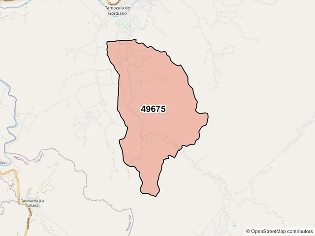 Mapa del código postal 49675, Tamazula de Gordiano, Jalisco
