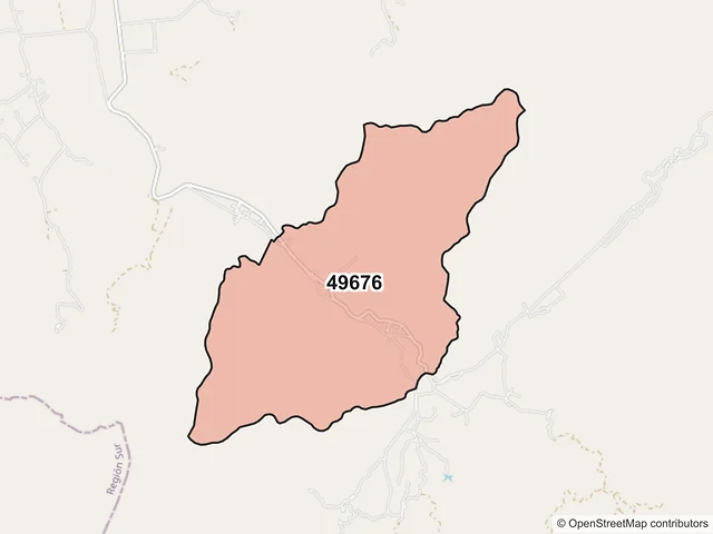 Mapa del código postal 49676, Tamazula de Gordiano, Jalisco