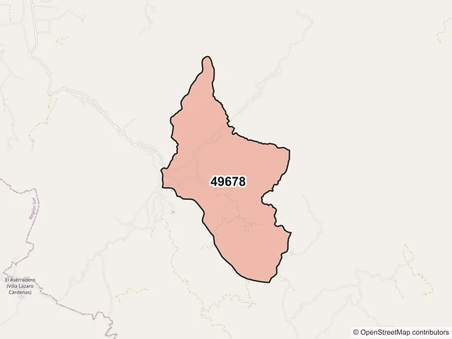 Mapa del código postal 49678, Tamazula de Gordiano, Jalisco