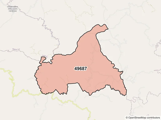 Mapa del código postal 49687, Tamazula de Gordiano, Jalisco