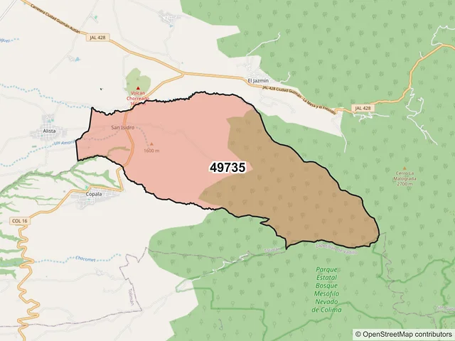 Mapa del código postal 49735, San Gabriel, Jalisco