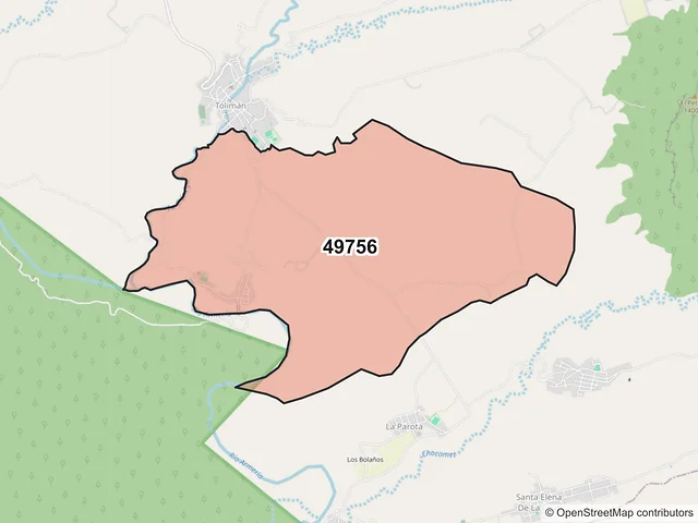 Mapa del código postal 49756, Tolimán, Jalisco