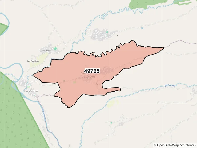 Mapa del código postal 49765, Tolimán, Jalisco