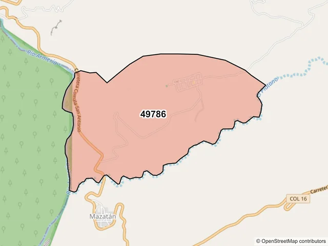 Mapa del código postal 49786, Zapotitlán de Vadillo, Jalisco