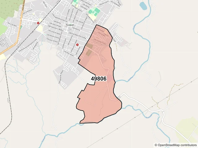 Mapa del código postal 49806, Tuxpan, Jalisco