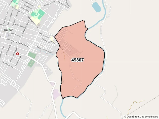 Mapa del código postal 49807, Tuxpan, Jalisco