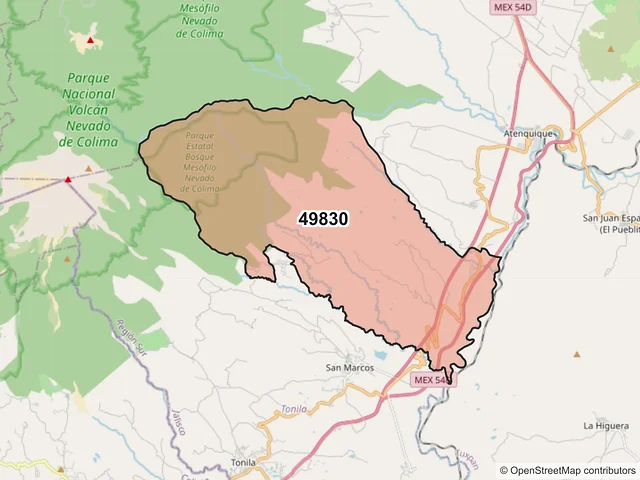 Mapa del código postal 49830, Tuxpan, Jalisco