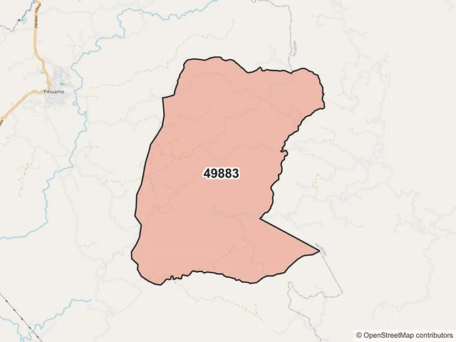 Mapa del código postal 49883, Pihuamo, Jalisco