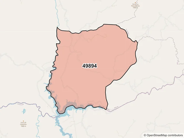 Mapa del código postal 49894, Pihuamo, Jalisco
