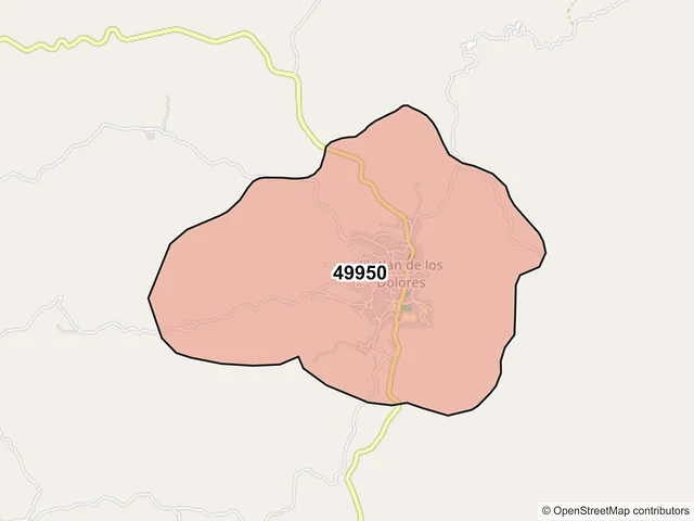 Mapa del código postal 49950, Jilotlán de los Dolores, Jalisco