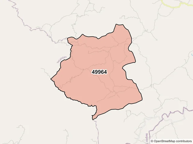 Mapa del código postal 49964, Jilotlán de los Dolores, Jalisco