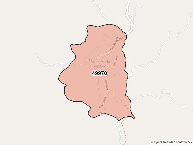 Mapa del código postal 49970, Santa María del Oro, Jalisco