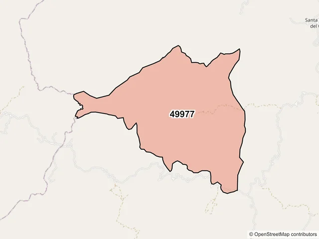 Mapa del código postal 49977, Santa María del Oro, Jalisco