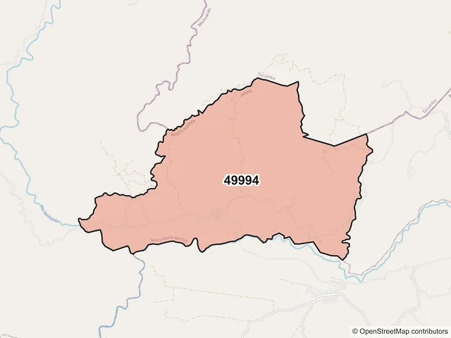 Mapa del código postal 49994, Santa María del Oro, Jalisco