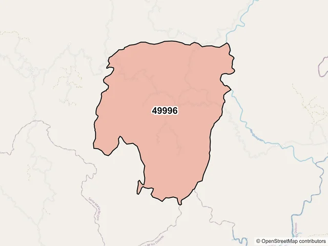 Mapa del código postal 49996, Santa María del Oro, Jalisco