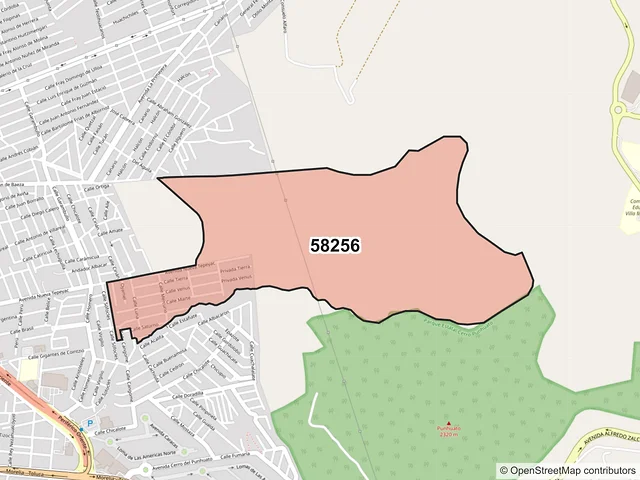 Mapa del código postal 58256, Morelia, Michoacán de Ocampo