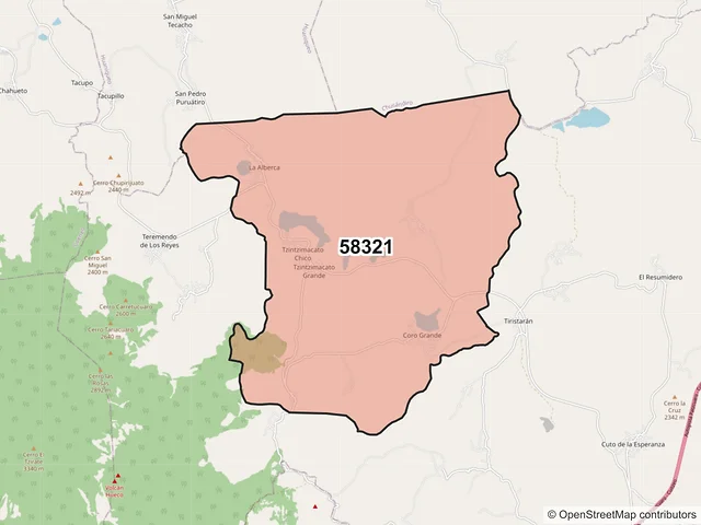 Mapa del código postal 58321, Morelia, Michoacán de Ocampo