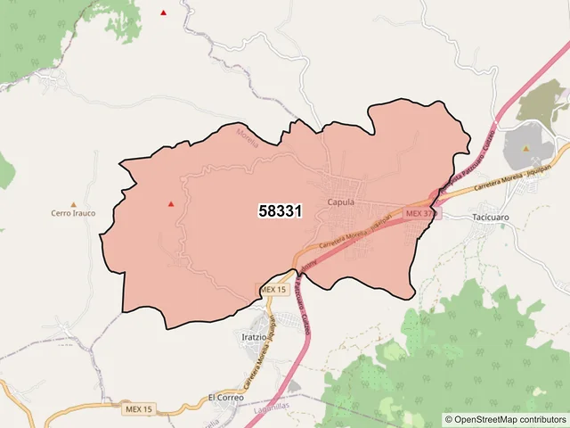 Mapa del código postal 58331, Morelia, Michoacán de Ocampo